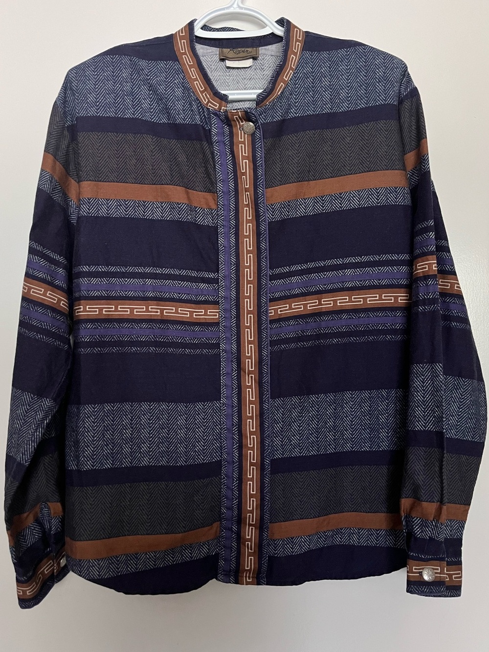 Roper Navy and Brown Striped Lightweight Women’s Jacket